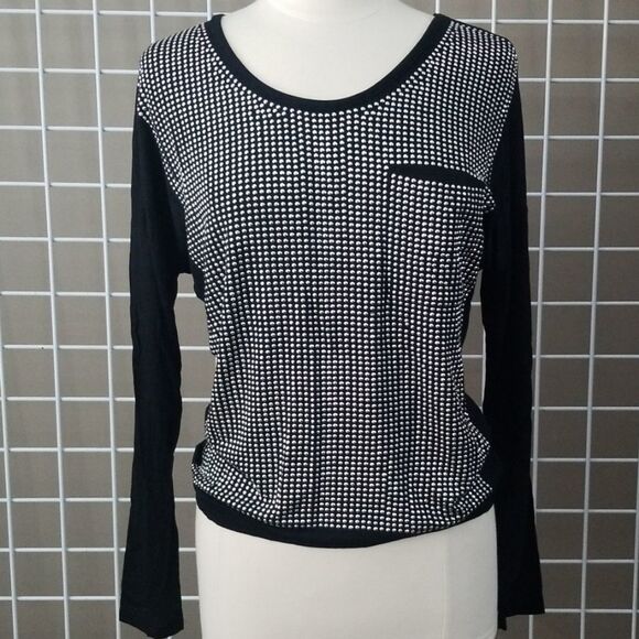 ALBERTO Makali Black Studded Scoop Neck Hi-Low Top - Picture 1 of 8